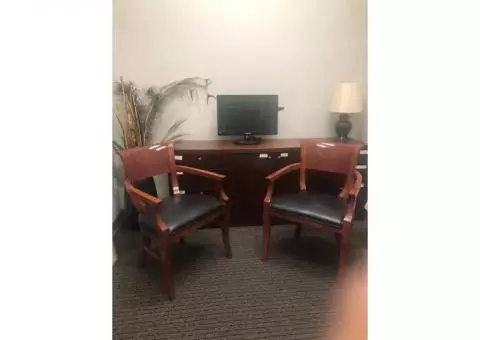 MAHOGANY AND LEATHER CHAIRS